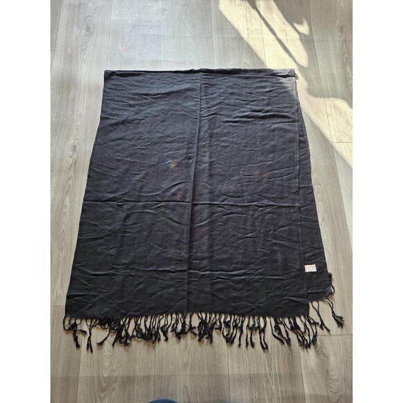 Pashmina Silk Black Fringed Shawl Wrap 72" X 27" - Picture 2 of 4